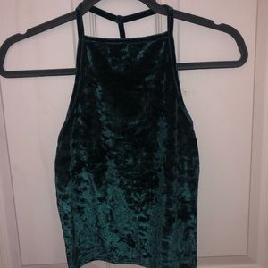 Open back crushed velvet crop top
